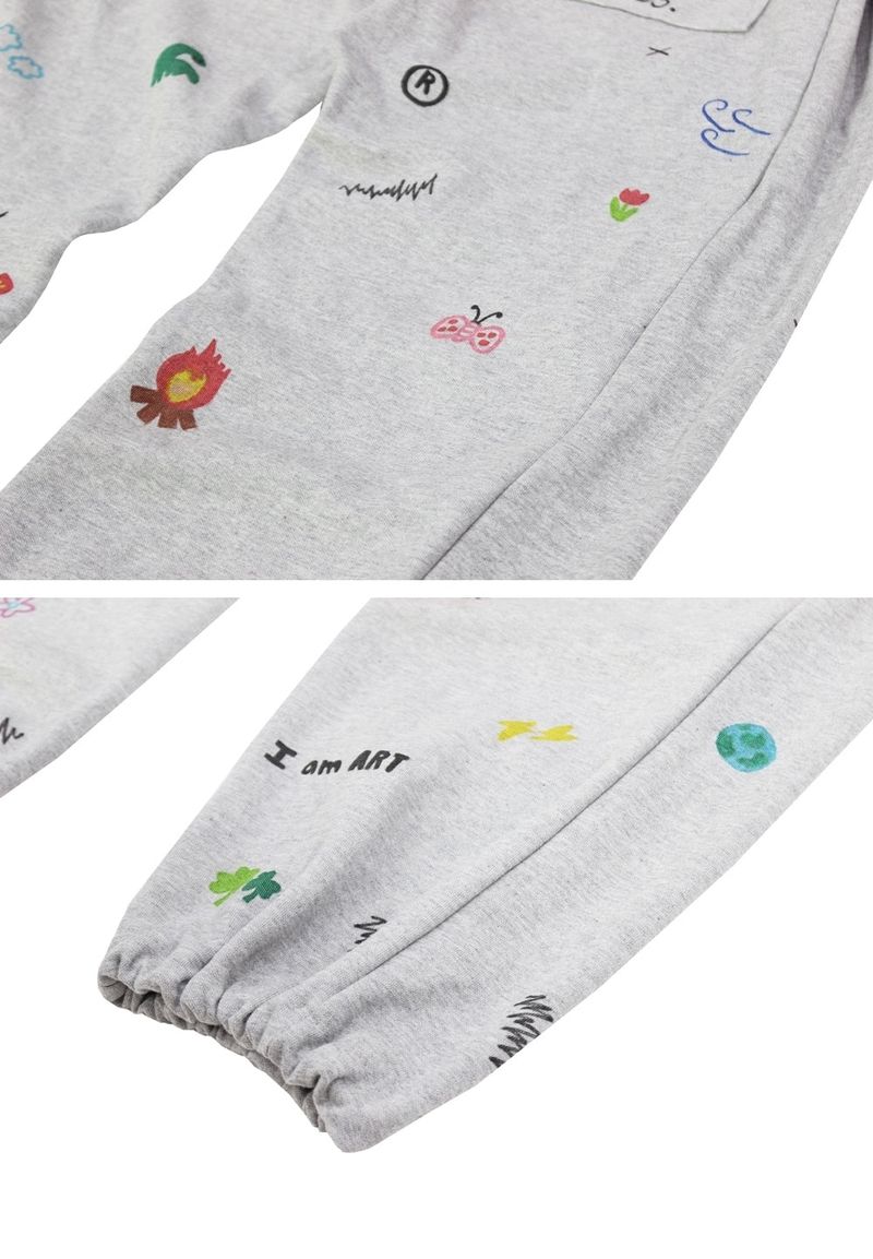 hand drawing side tuck sweat pants (gray)