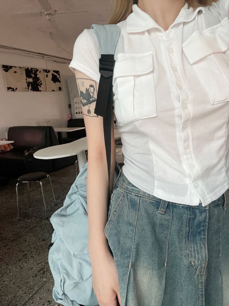 Colouring pocket collar t-shirt