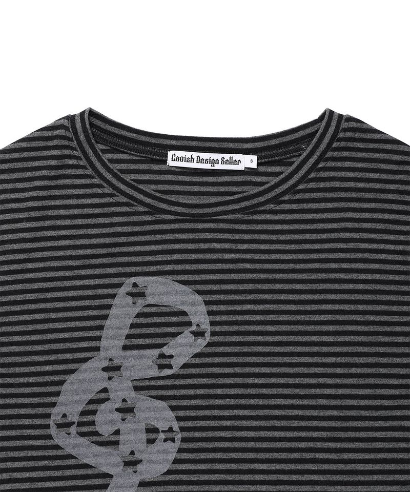 STRIPED MUSIC NOTE LS TEE BLACK(CV2GFFT554A)