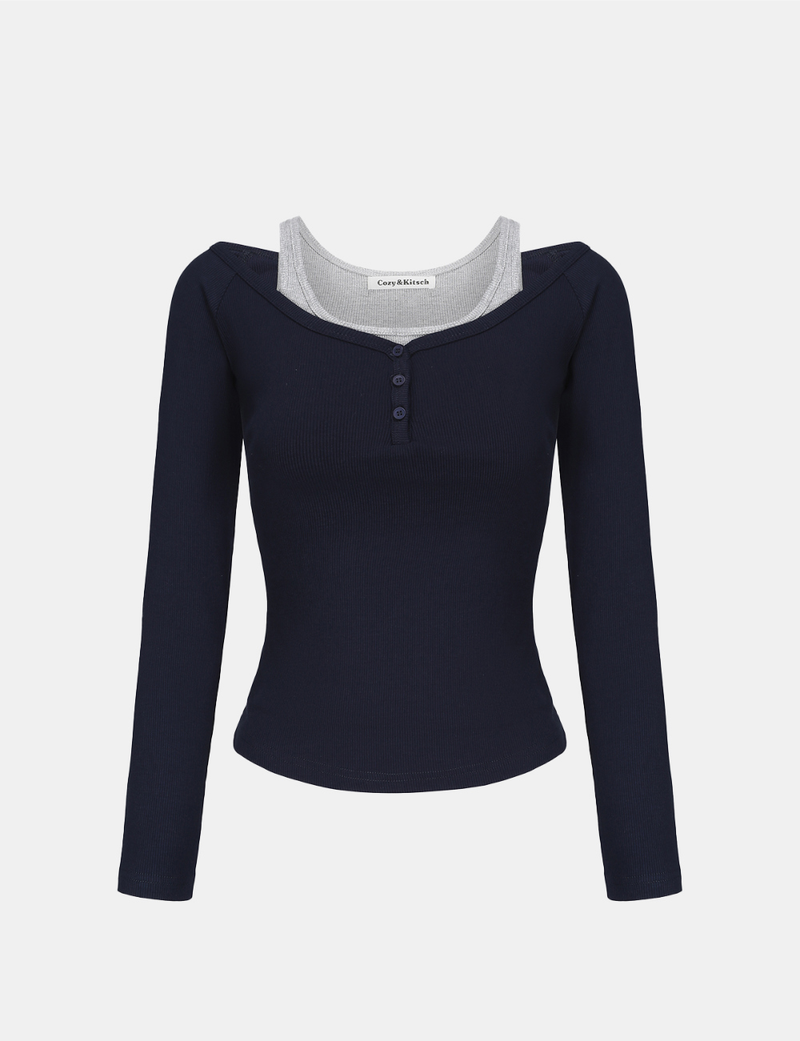 Hazel Layered Button T-shirt