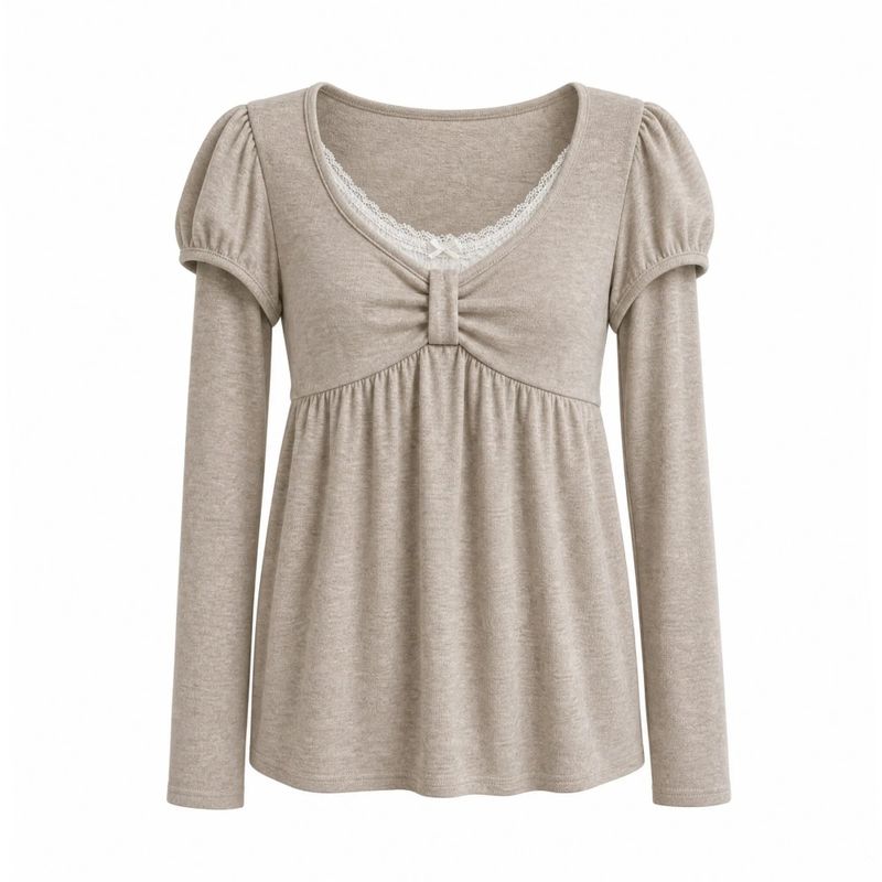 Fleur Shirring layered T-shirt