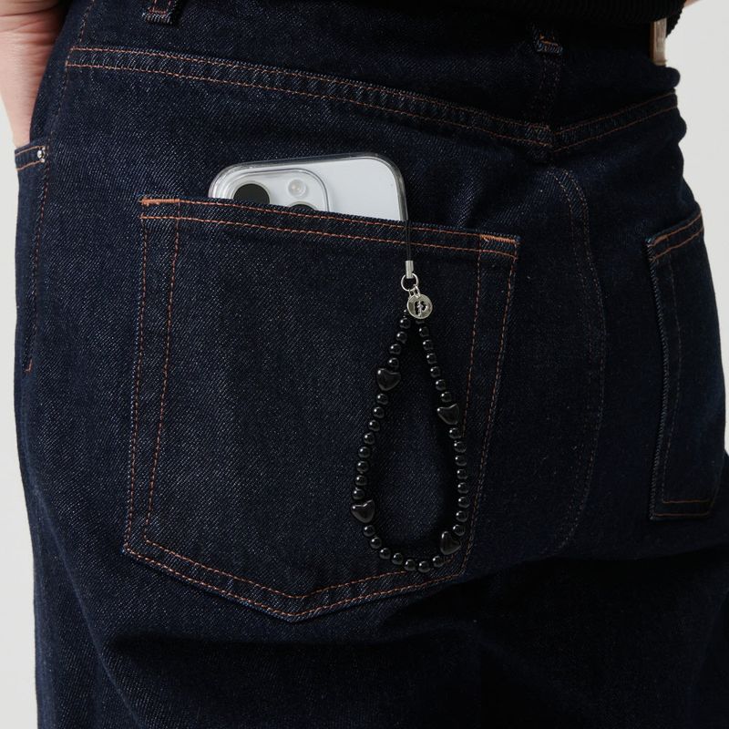 MINI BLACK HEART PHONE STRAP KEY RING