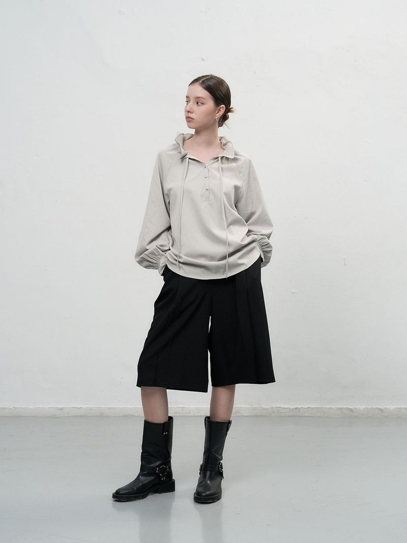 【即日発送】loose fit frill collar blouse