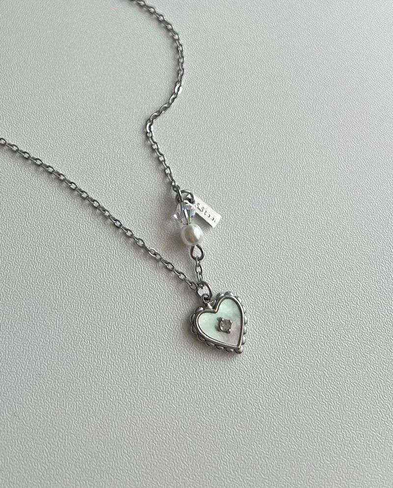 jorr innocent mother-of-pearl hearts and beads cubic star wedding look layered necklace