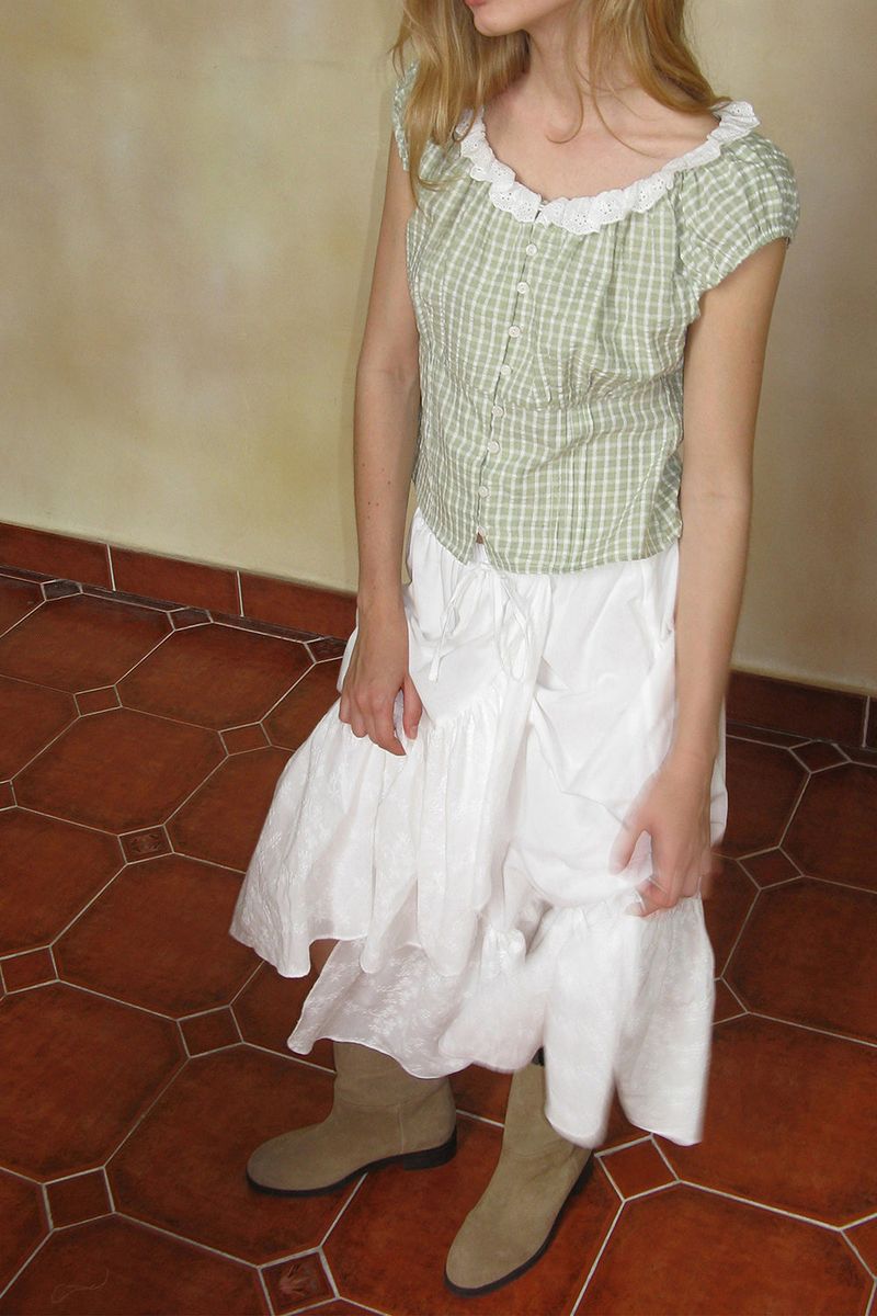 Ruffle long skirt_ivory