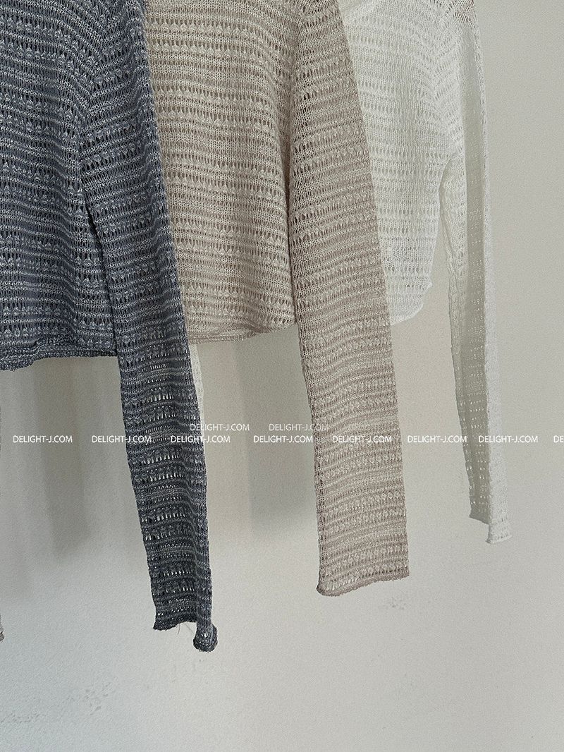 Crochet See-Through Cropped Knitwear
