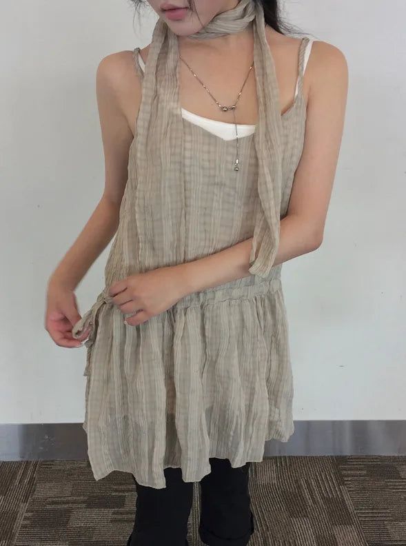 Muna Crizzy Check Chiffon Bustier One Piece