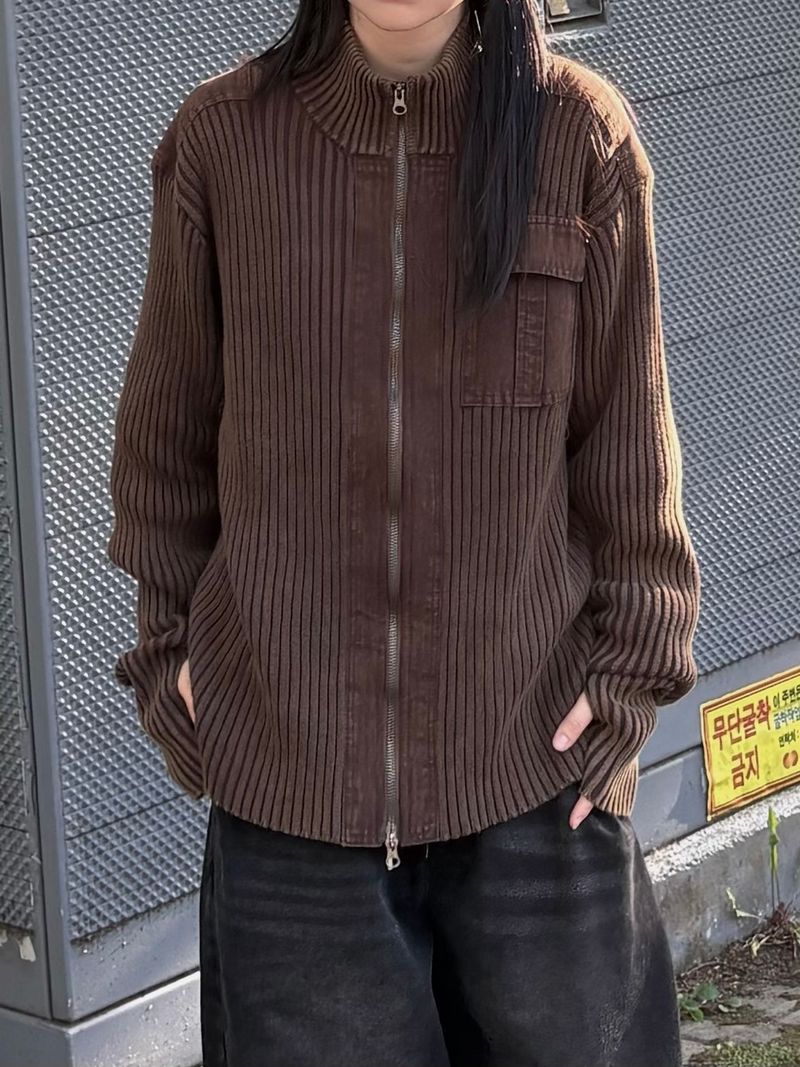 veneta garment dyed zip-up