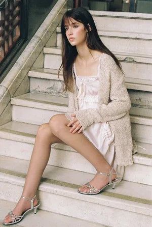 threetimes（スリータイムズ）の「Boucle long cardigan - glitter beige（Tops）」