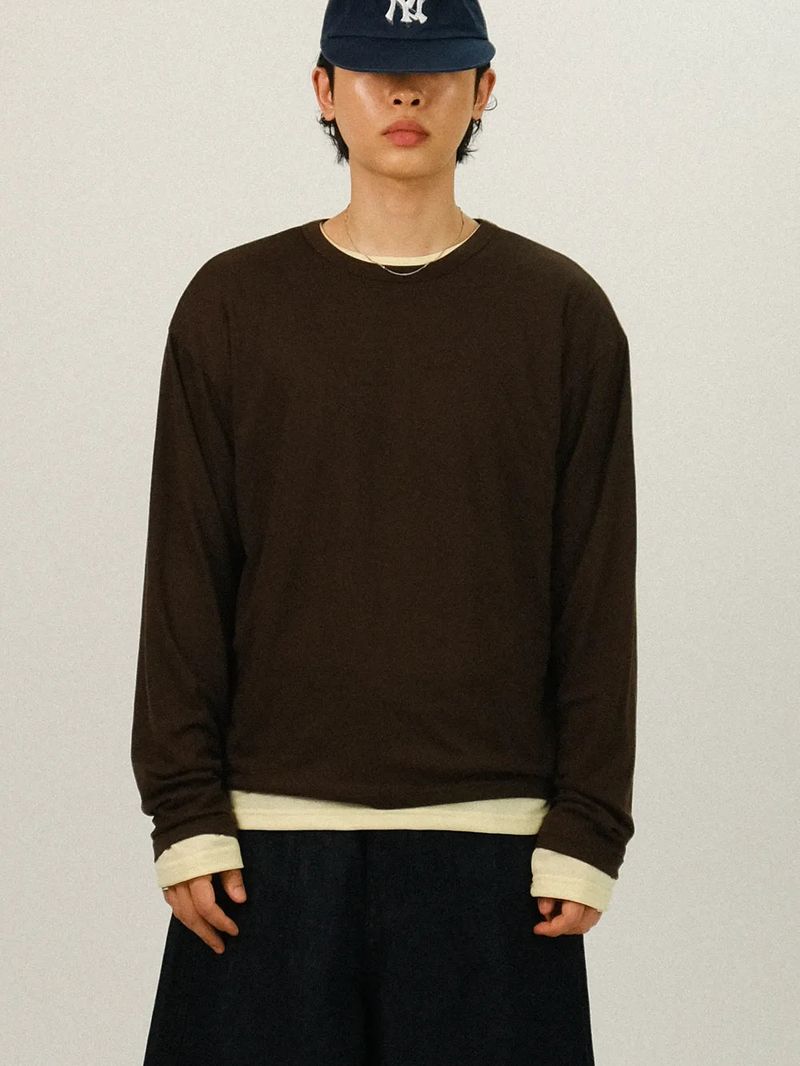 OE Layered Round Neck Long Sleeve T