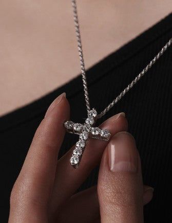 Cross Rope Chain Necklace Silver-L