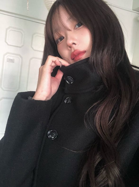 Molan double high neck wool short coat