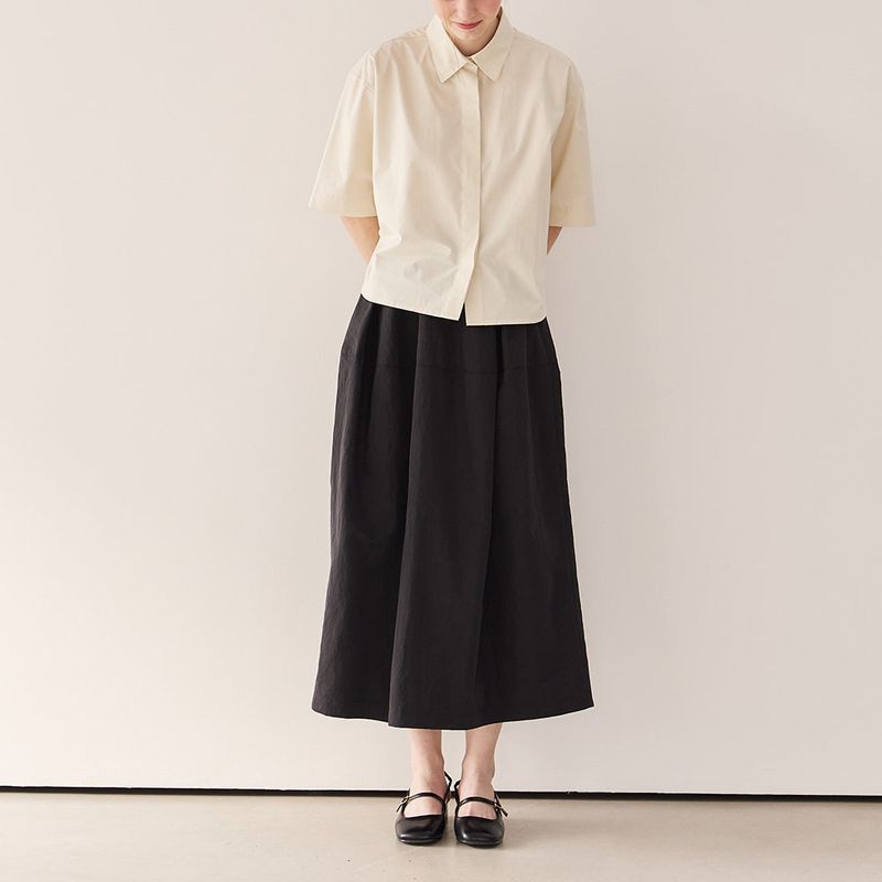 Nylon volume skirt_black