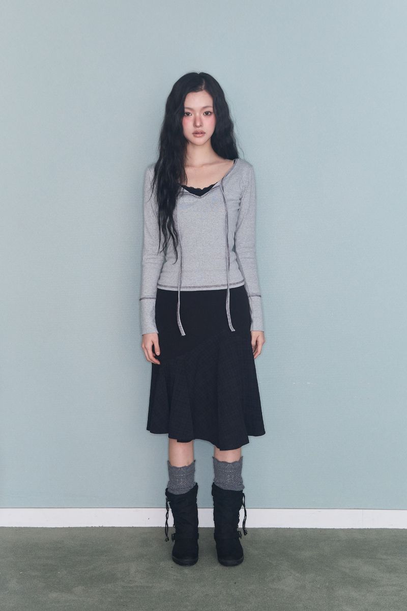STITCH RIBBON T GREY