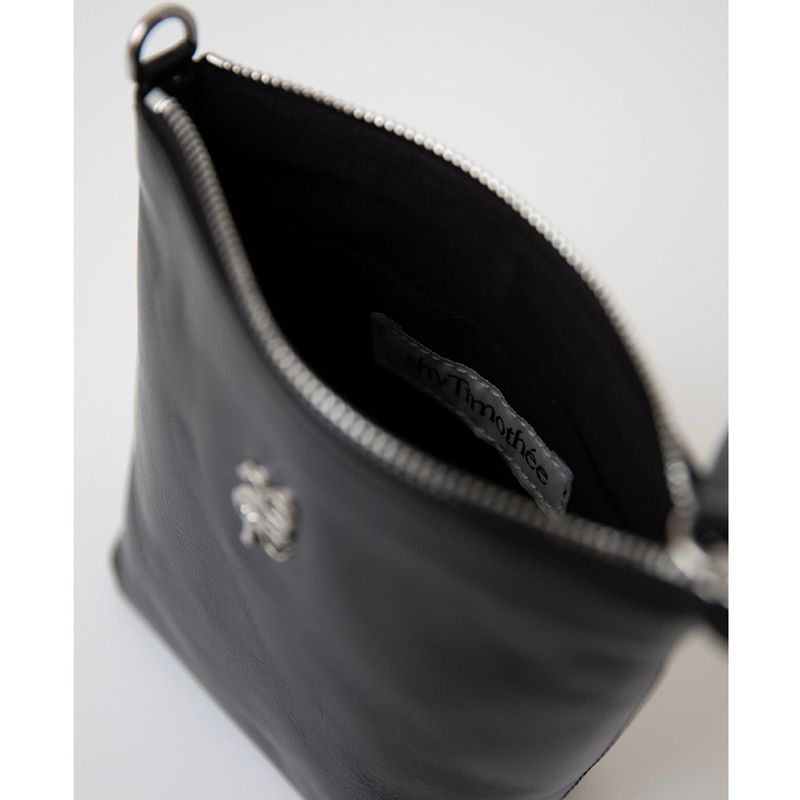 leather mignon bag - black strap - ( cowleather, chain)