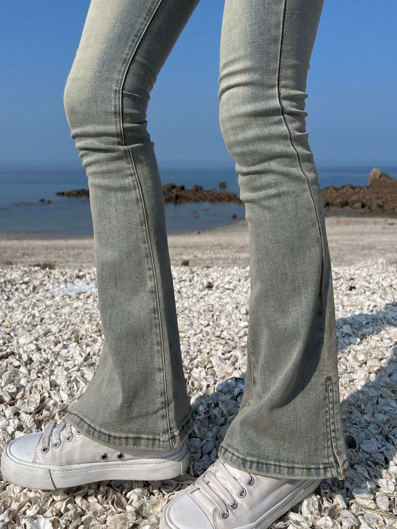 LONG & SLIM FIT Slit detail bootcut high waist hip deep pad long denim pants (3 colors)