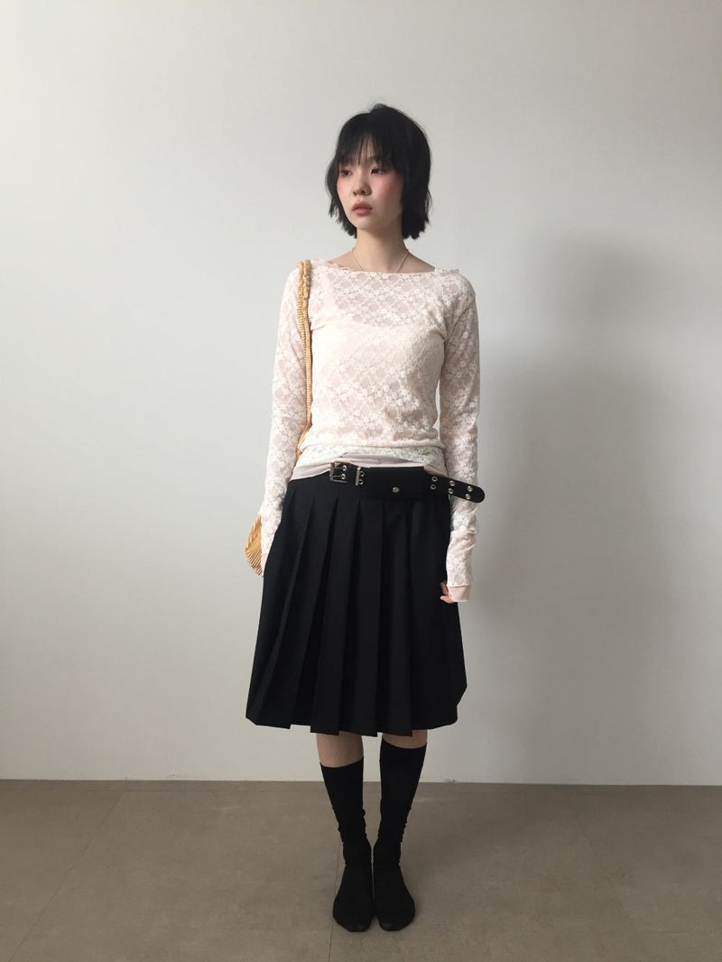 YWD PLEATS SKIRT + BELT (2color)