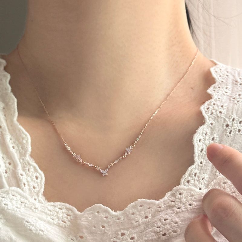 Blingmoon（ブリングムーン）の「Butterfly Spring Flower Earrings Necklace Set / 2 Colors / Flower Cubic Guest Look Daily Point Lovely（Accessories）」
