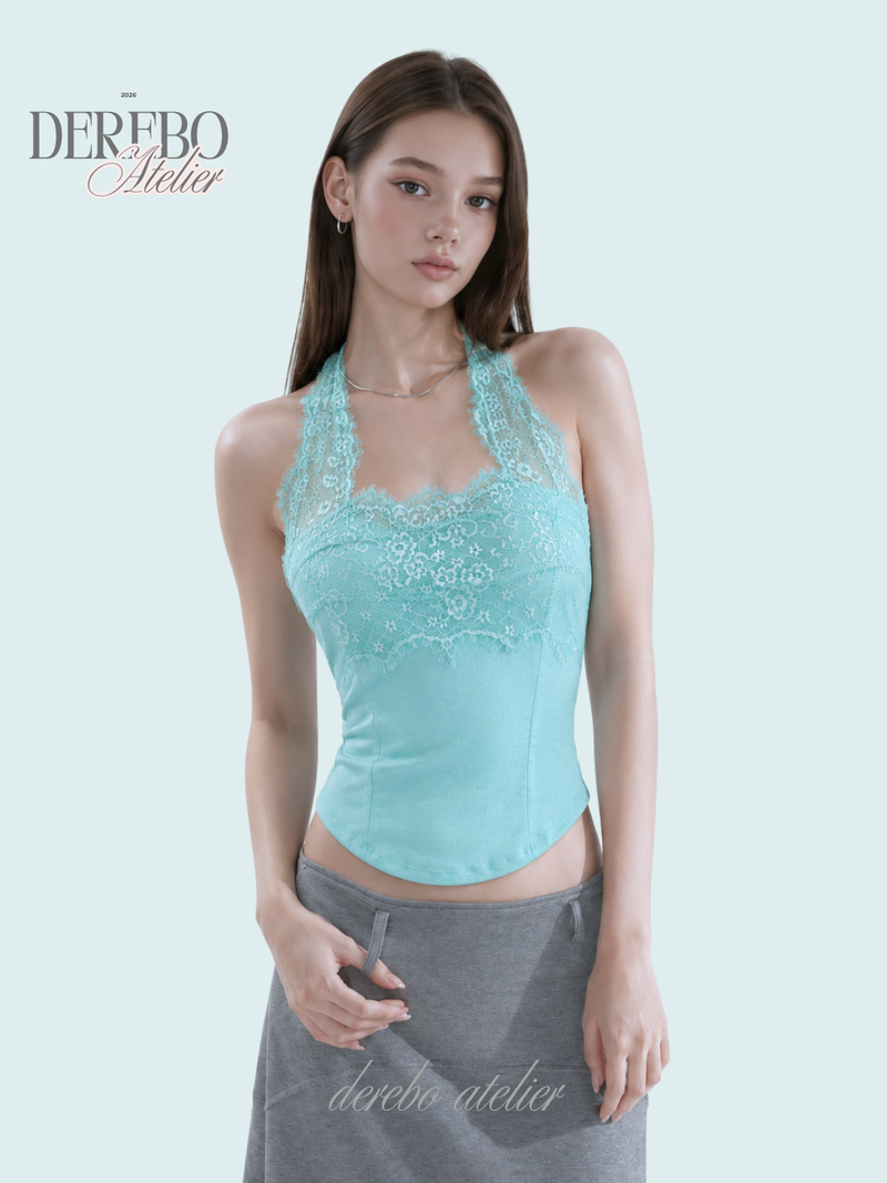 Tinkerbell Mint Lace Halter Neck Top