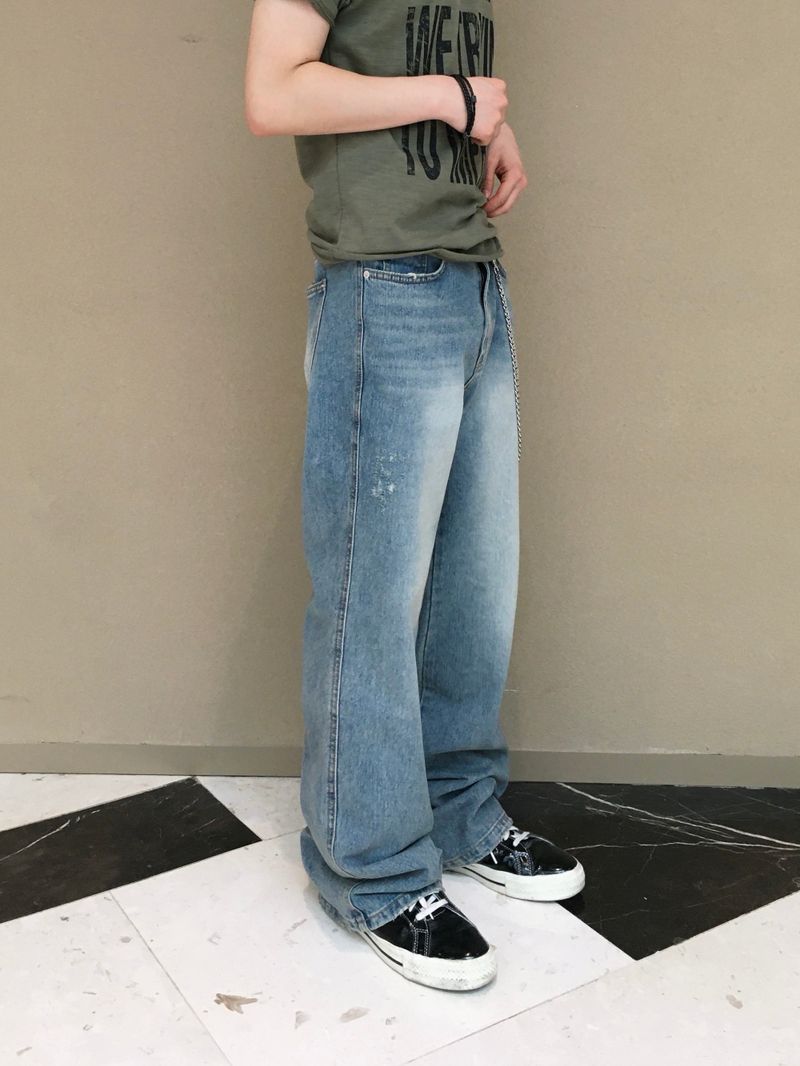Saltine Semi-Flare Washed Denim Pants