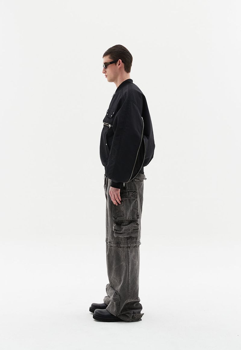 multi zipper bomber jacket