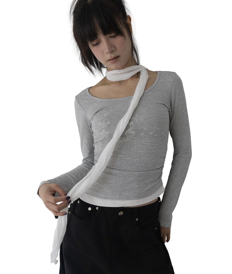 Uta Scarf Shirring T-Shirt