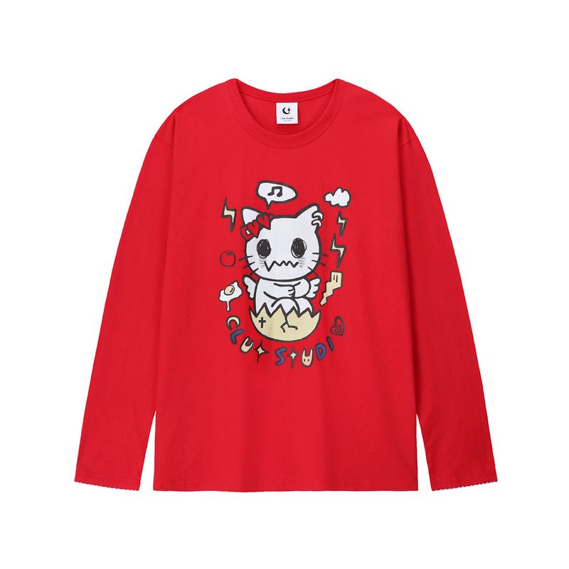 Confused Cat T-shirt - RED