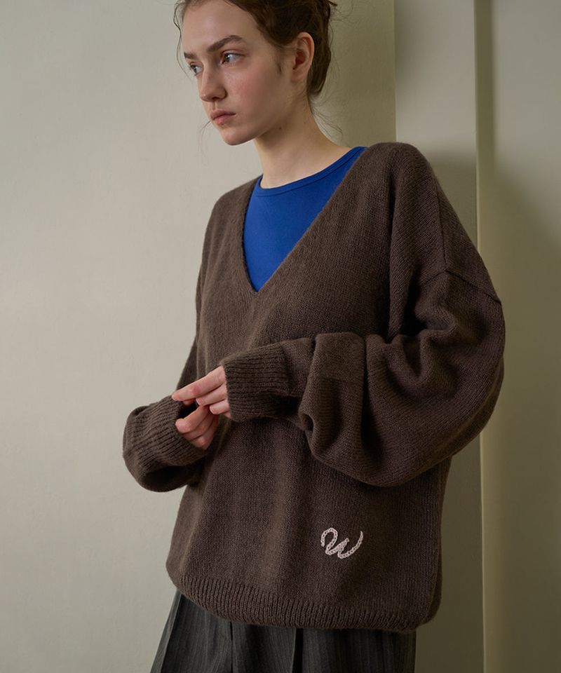 WITHOUTSUMMER(ウィズアウトサマー)の「Moa v-neck knit_mocha(Tops)」