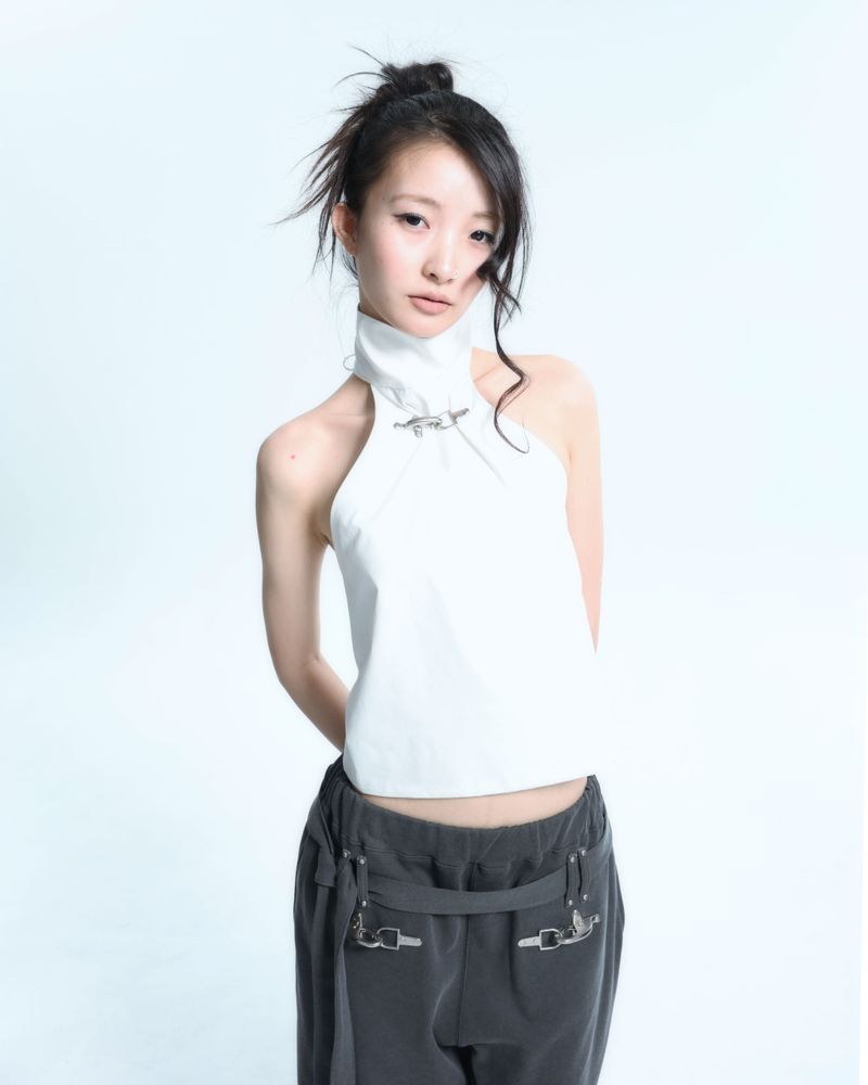 Buckle Halterneck - White