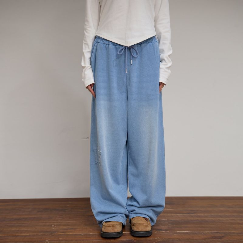 YK Applique Denim Sweat pants