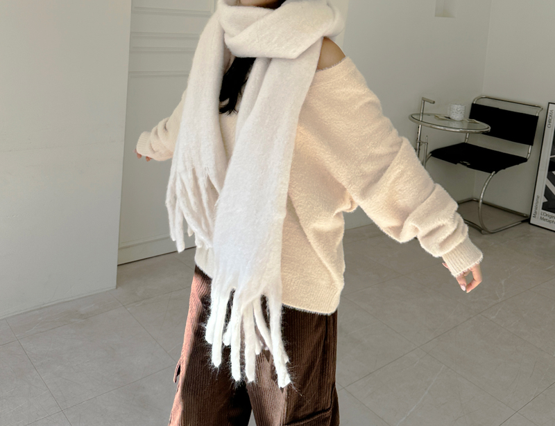 FLUFFY🐑 REGGAE ANGORA-FUR BIG-SIZE OVERSIZED HEATTECH SCARF - 2 COLOR
