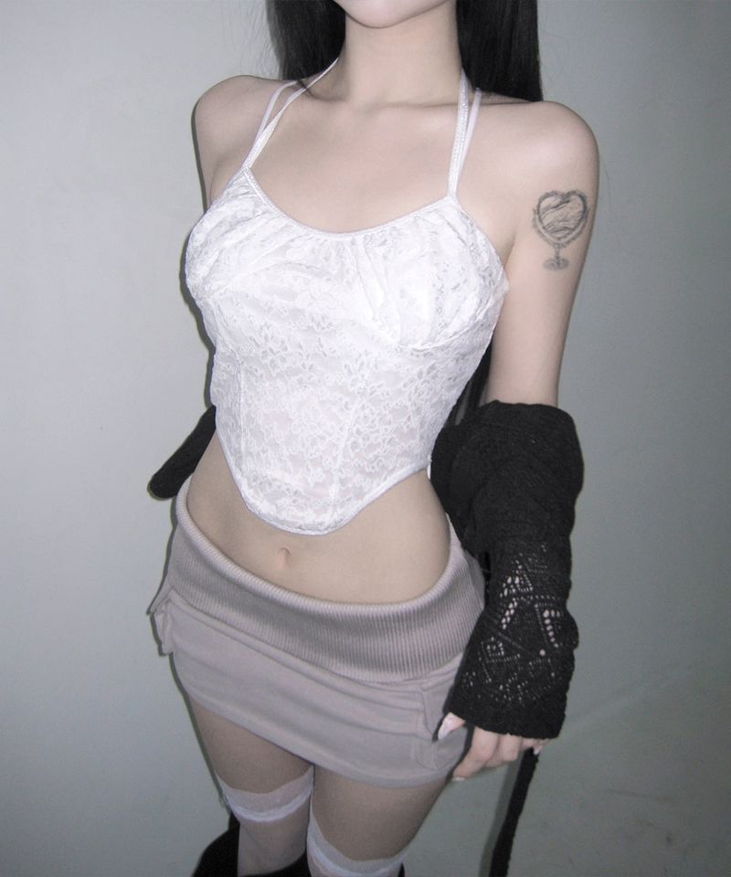 judy lace halter top (3colors)