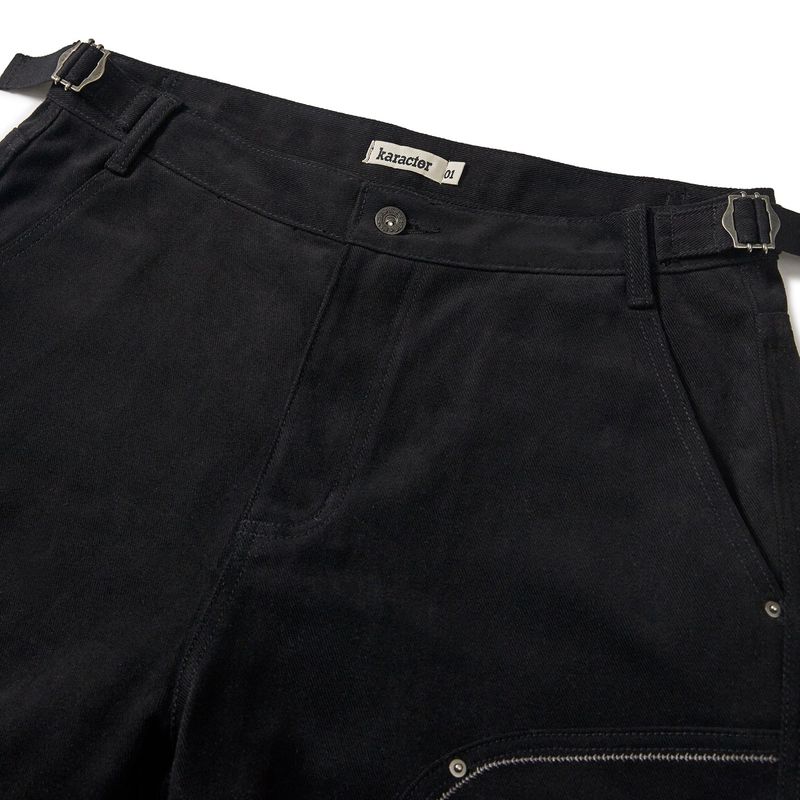Western boots cut work pants / Black