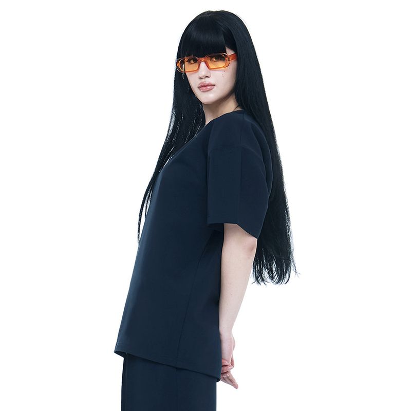 C Wear by the Genius(シーウェア バイザジーニアス)の「WOVEN 1/2 HALF T-SHIRT NAVY(Tops)」