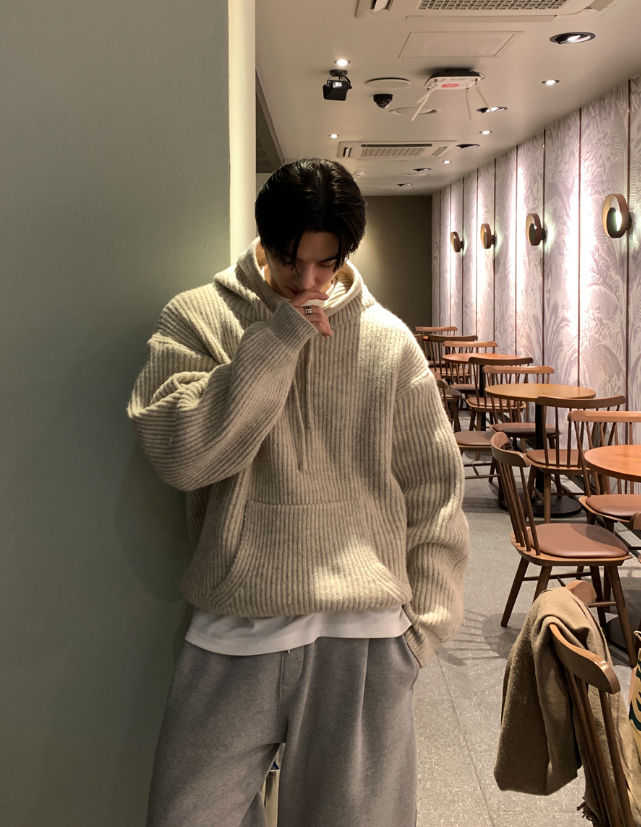  Sydney Heavy Duty Wool Blend Overfit Knit Hoodie