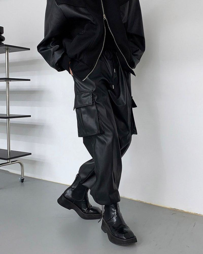 RU Vegan Leather String Cargo Pantsヴィーガン