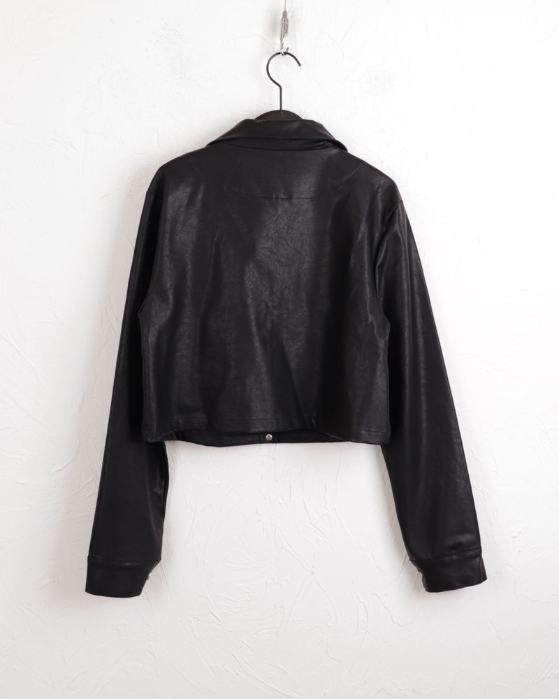 [MADE] Lawson wide collar slim crop crack leather leather jacket
