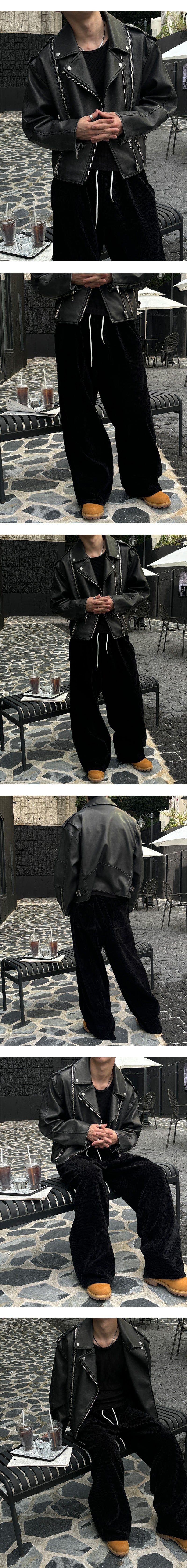 [F/W] Washed crop rider jacket