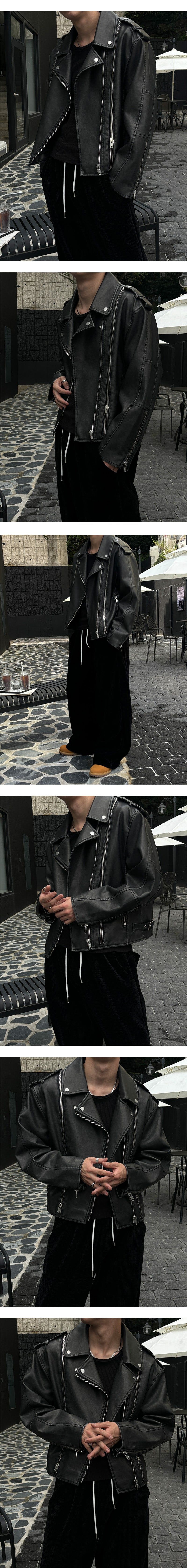 [F/W] Washed crop rider jacket