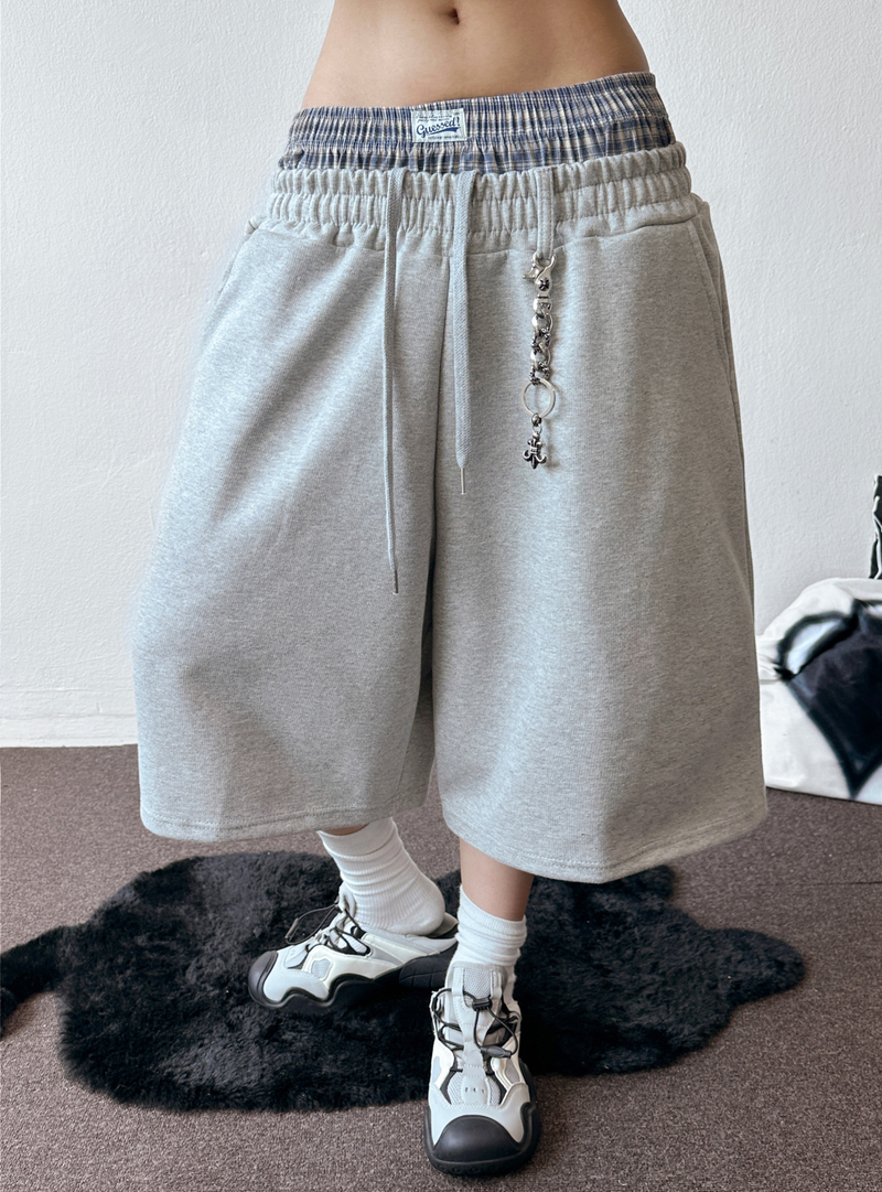 Squarebee Patch Layered Belt Bermuda Shorts 2color