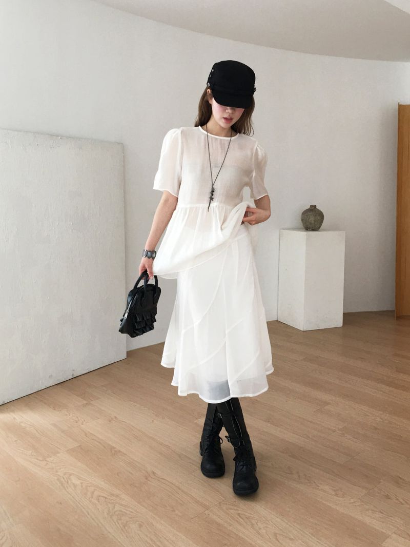 Ripple chiffon midi skirt