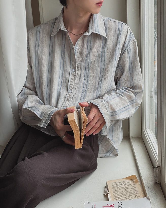 Senel Striped Over Fit Long Sleeve Shirt