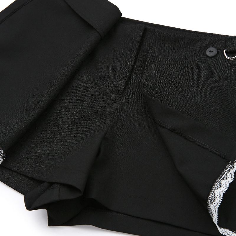 Lace Skirt with Shorts - BLACK