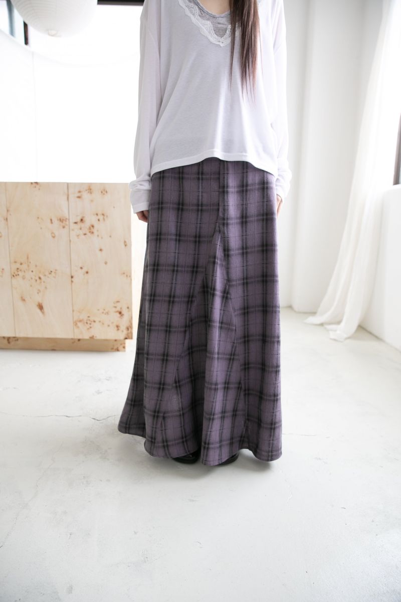 checke long flare skirt(3colors)