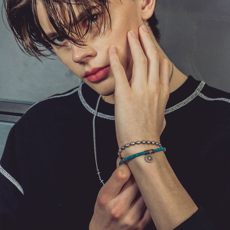 SHOVEOFF（ショーブオフ）の「SVB-218  ATEEZ Hongjoong Turquoise Double Chain Bracelet（Accessories）」