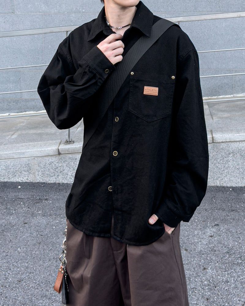 Drain Patch Work Shirt Jacket