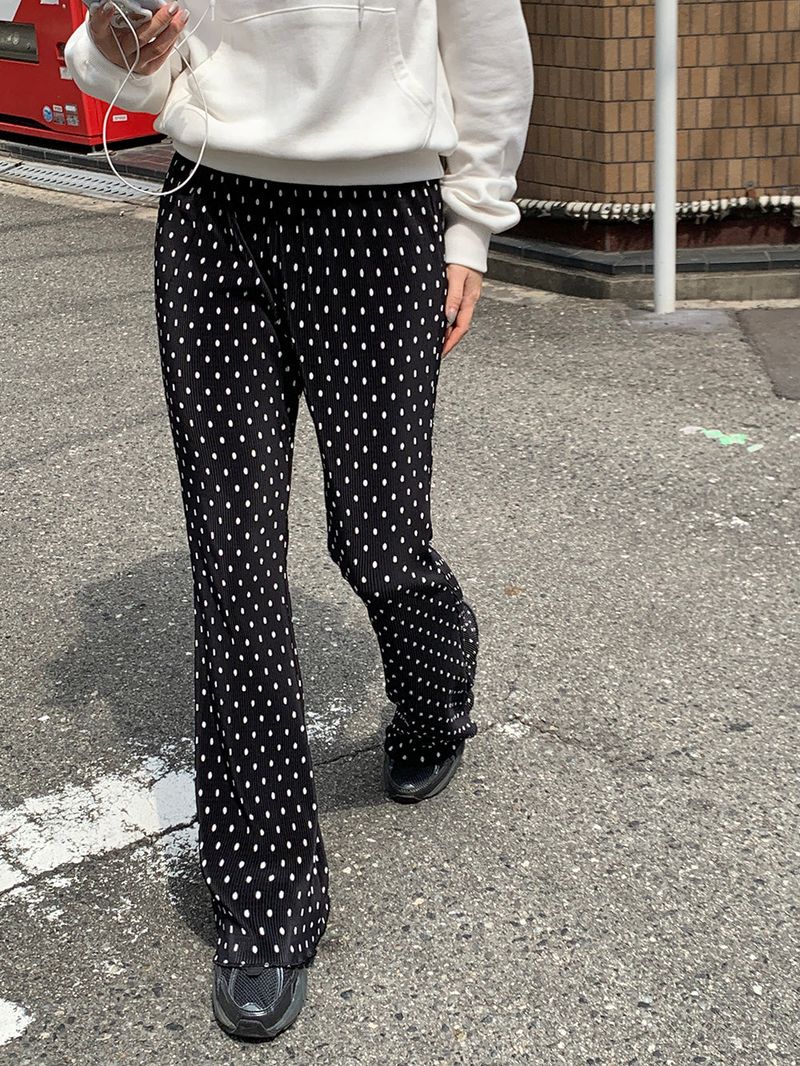 [MADE] Dot Pleated Long Bootcut Pants