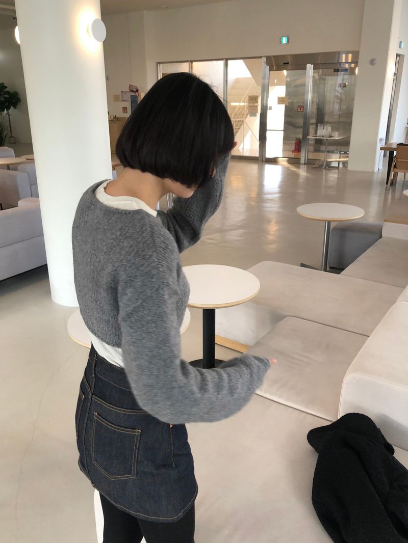 Layering boat neck short knit