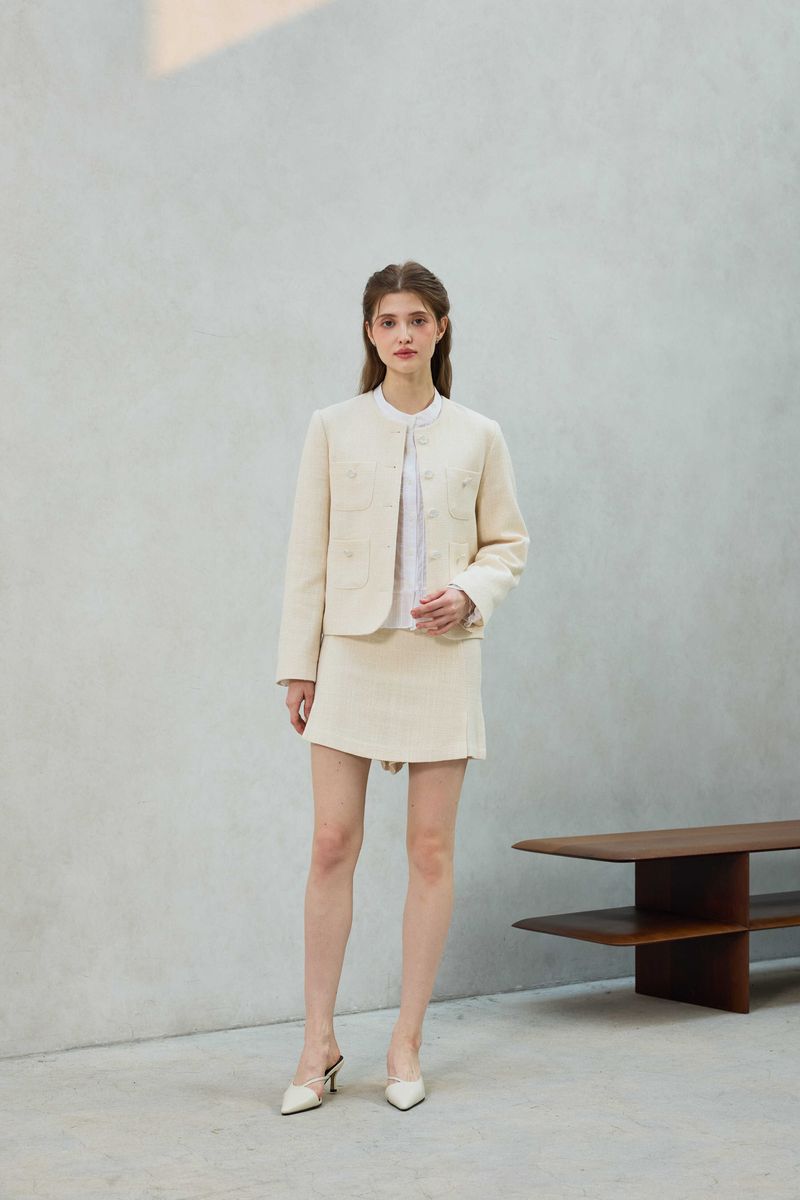 CHERISH TWEED SKIRT PANTS / WHITE