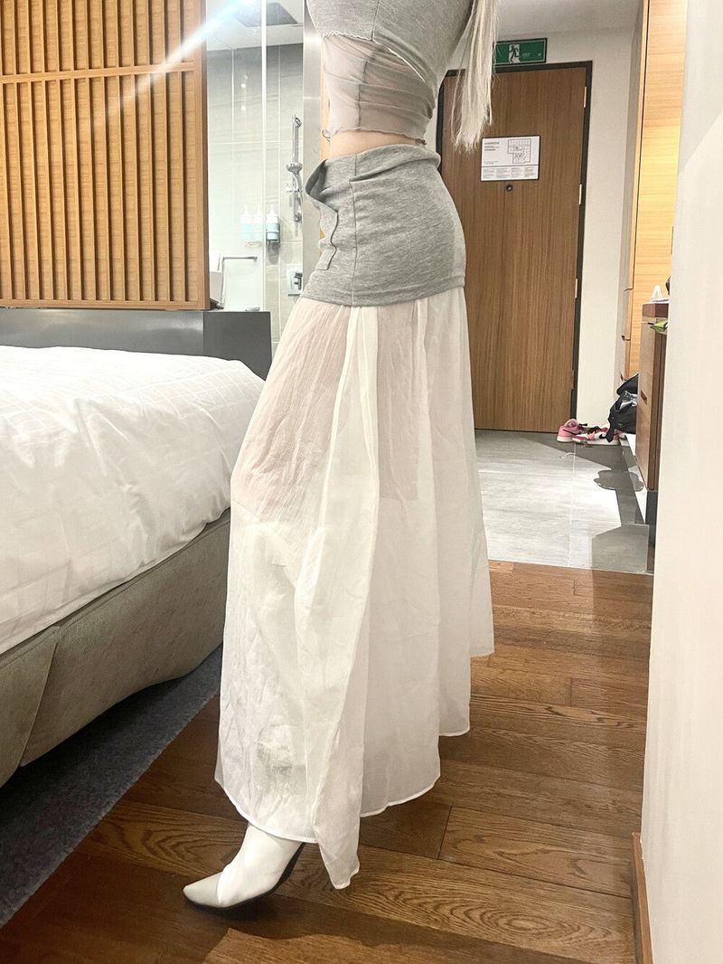 1200. Pocket layered long sk (3color)